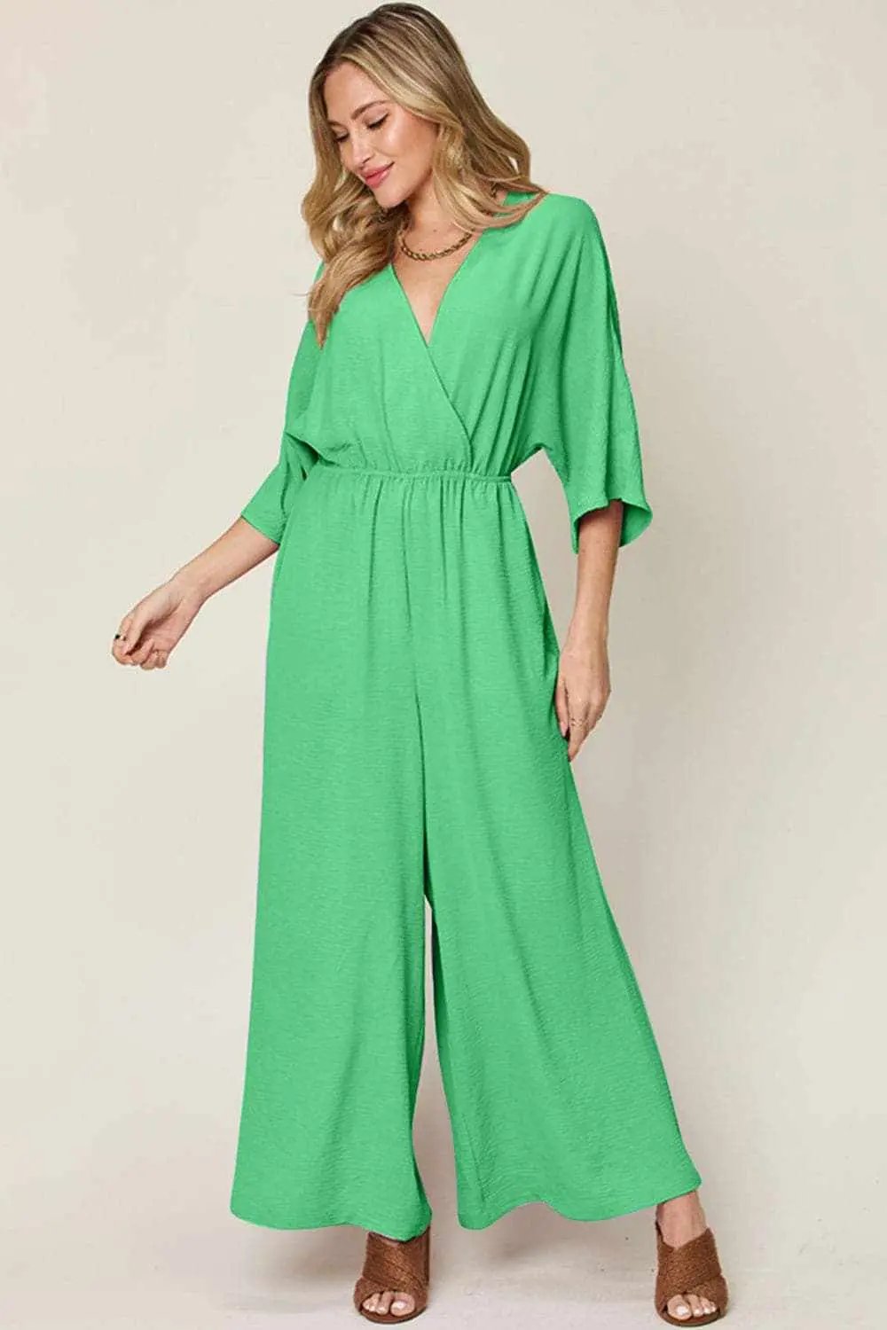Chic surplice wide leg jumpsuit - Love Salve